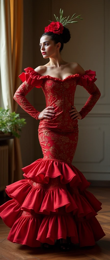 full body Spanish woman, flamenco player