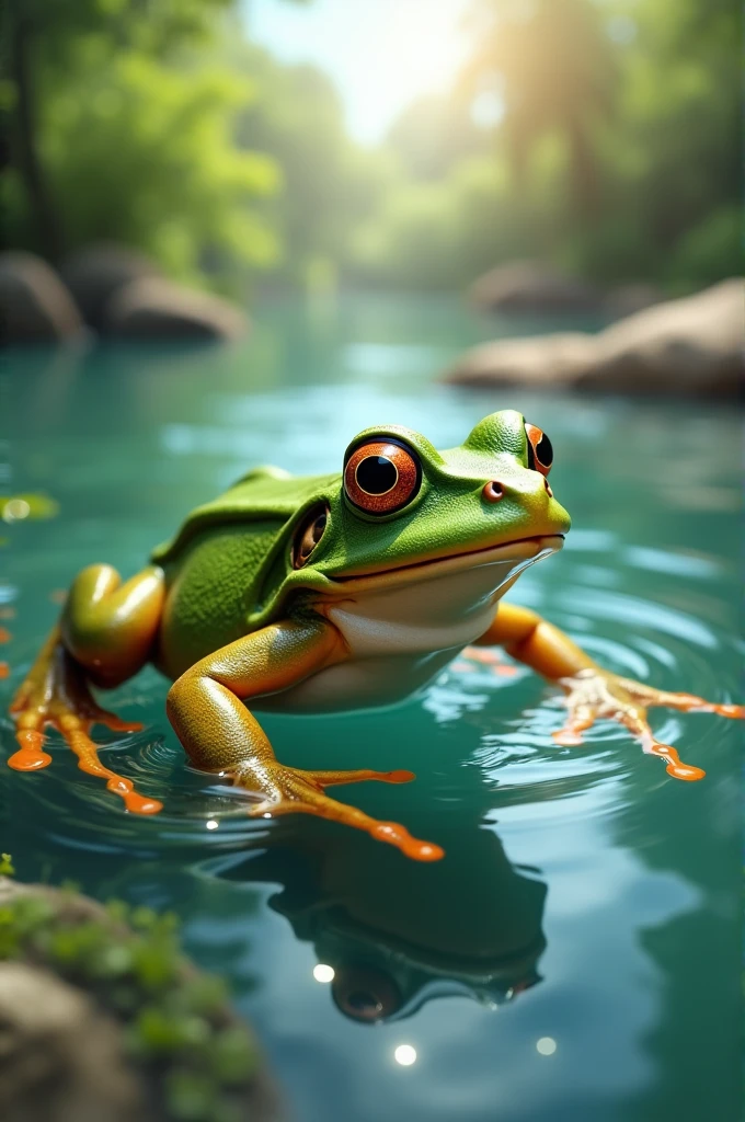 Frog in water in 4k quality 