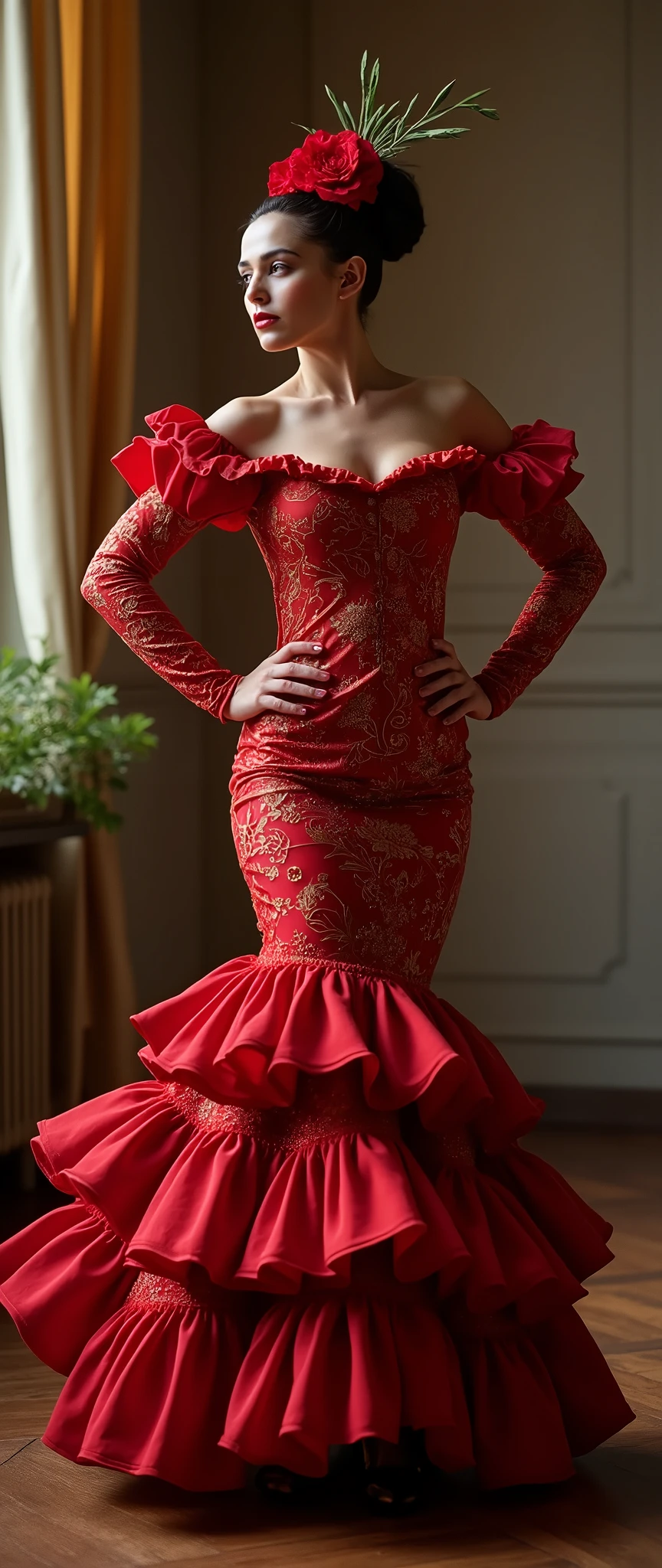 full body Spanish woman, flamenco player