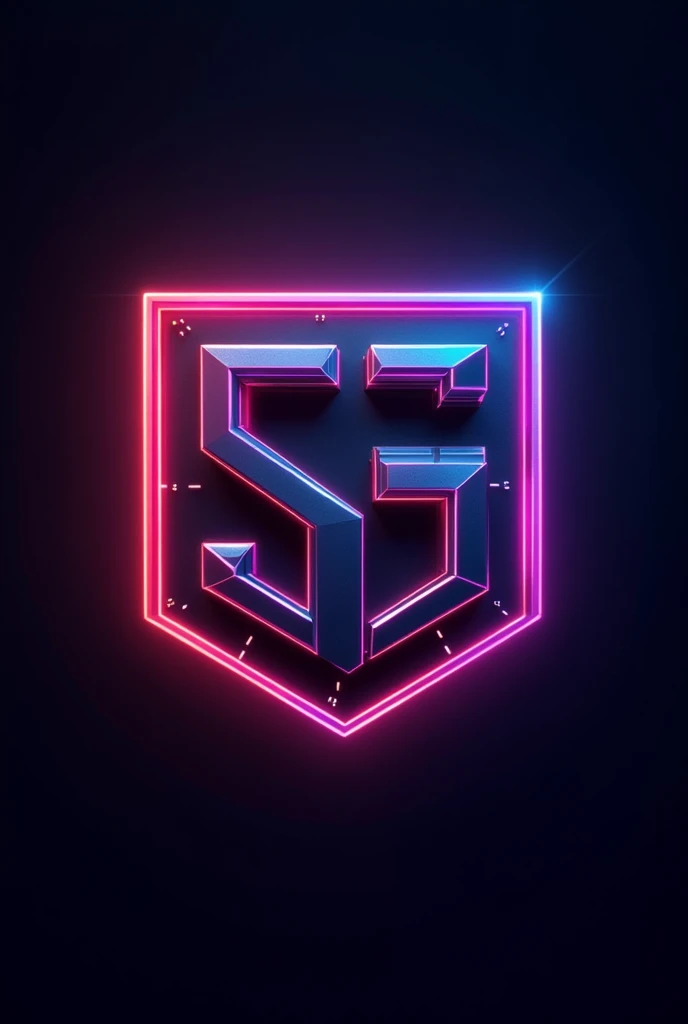 Create a gaming logo 'SG' with multiple neon colours and match background , Straight and small letters , Metalic , square shield undern letters