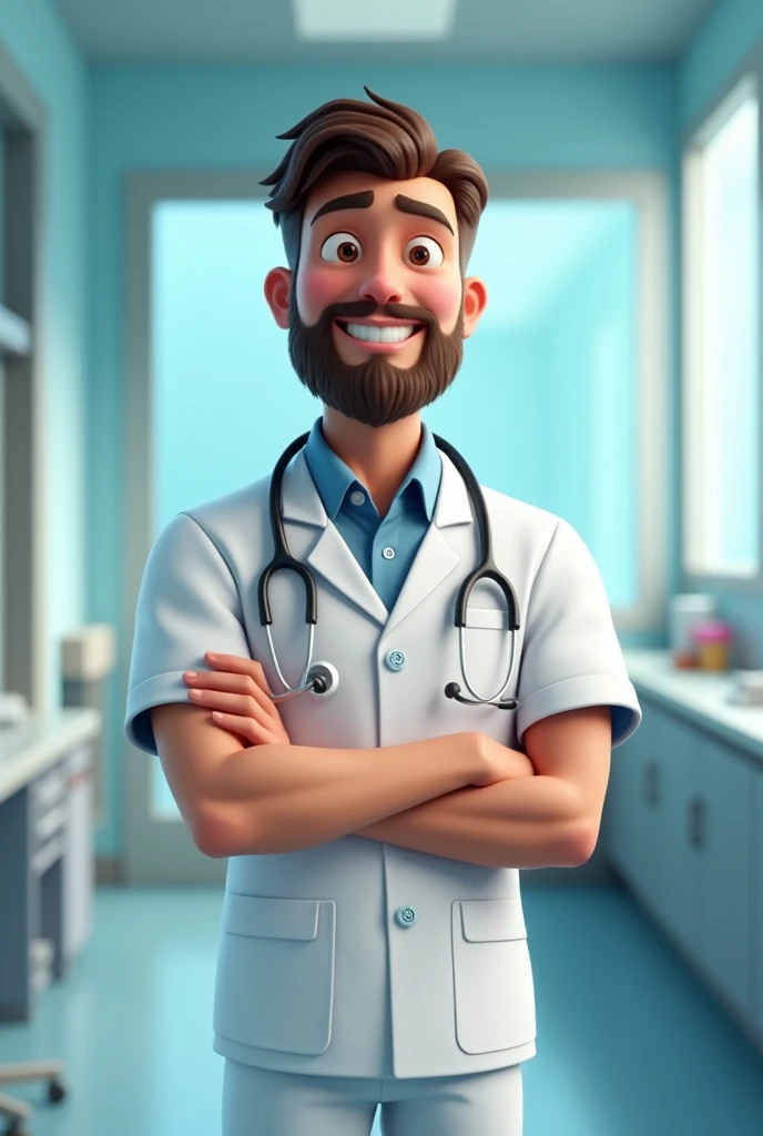 Smart Male nurse with beard animation