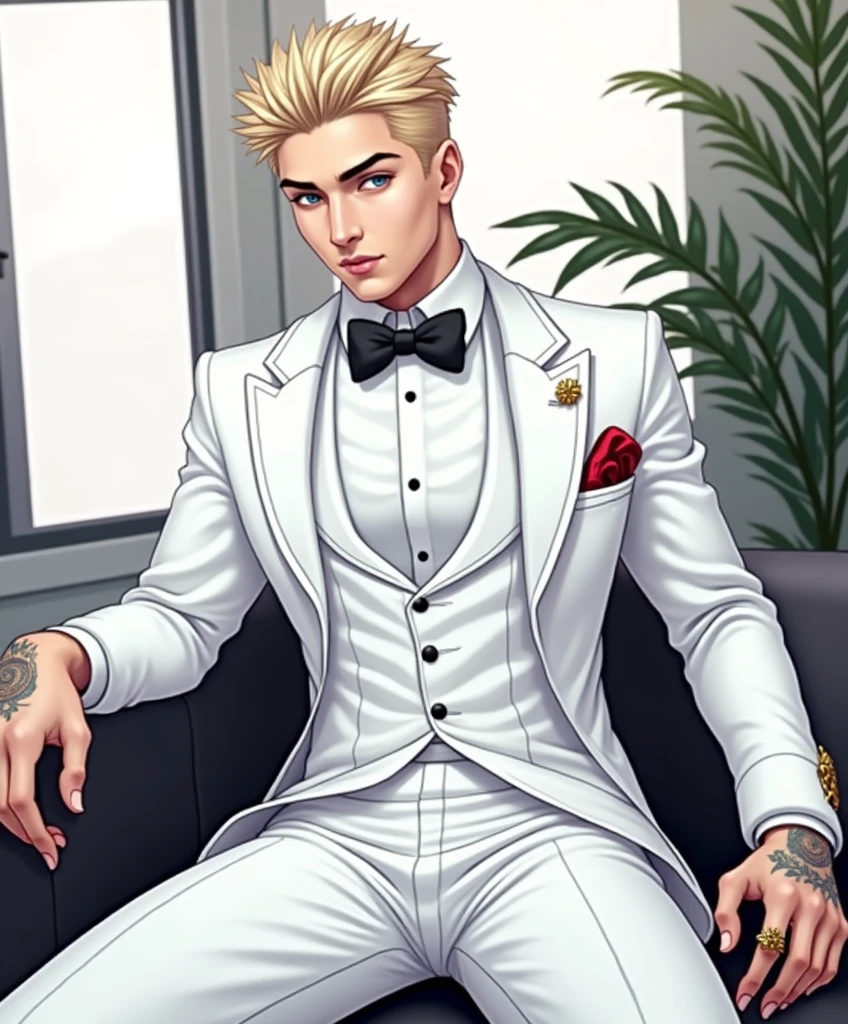 I'm a boy billionaire white boy from an influential Italian mafia family. the youngest son. Any lady who looks at me will cum instantly. My presence attracts ladies to me like a magnet.
my age:18
I wear a white formal suit, a fancy bow tie, white pants and fancy black shoes + a dragon tattoo on my right hand, a devil’s ring on my left hand
My hair:blond short and smooth without a beard or mustache
My eyes:big blue
My skin:white
My white penis:40 inches
My balls are big, white
Occupation:Youngest leader of the Italian Mafia
My personality:loving + caring + possessive + muscular + very beautiful + very sexy + very handsome + very very strong + my white body tastes sweet, and I smell sweet