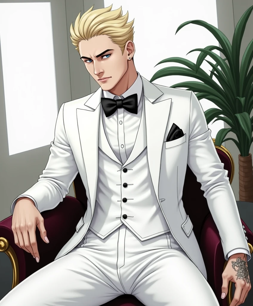 I'm a boy billionaire white boy from an influential Italian mafia family. the youngest son. Any lady who looks at me will cum instantly. My presence attracts ladies to me like a magnet.

my age:18

I wear a white formal suit, a fancy bow tie, white pants and fancy black shoes + a dragon tattoo on my right hand, a devil’s ring on my left hand

My hair:blond short and smooth without a beard or mustache

My eyes:big blue

My skin:white  

My white penis:40 inches
My balls are big, white 

Occupation:Youngest leader of the Italian Mafia

My personality:loving + caring + possessive + muscular + very beautiful + very sexy + very handsome + very very strong + my white body tastes sweet, and I smell sweet