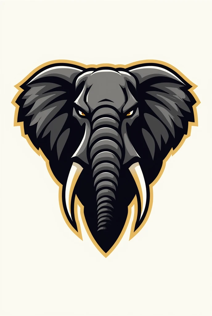 Create a photo of the logos for a sports team named ivory titans with a black gold and white color scheme with ivory titans written below it with an elephant head in it 


