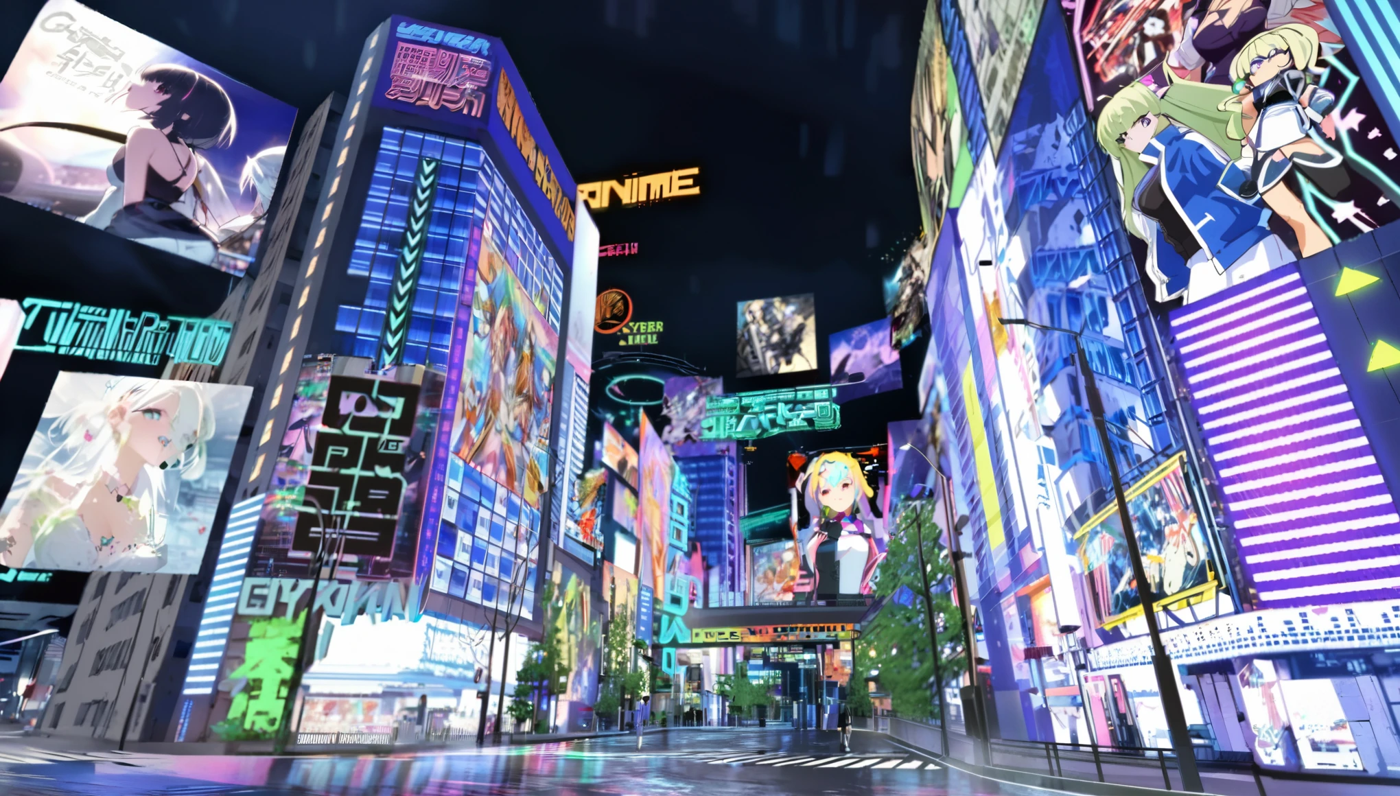 Anime City at night with its glowing neon signs and billboards, Detailed pictures of the virtual world, Cyberpunk Gunma Prefecture, cyberpunk streets in japan, In Cyber City, Tokyo Anime Scene, Cyberpunk Hiroshima, In Cyberpunk City, In Cyberpunk City, Anime Cyberpunk, Digital Cyberpunk Anime!!, Ultra Future City, dense hypermaximalist metropolis, Neo Tokyo, Modern cyberpunk anime