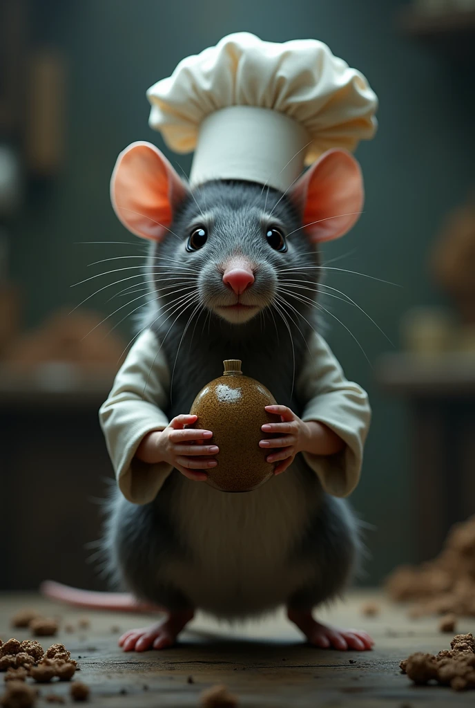 Eager to explore this newfound power, the head chef in the kitchen eagerly consumed the potion. To his surprise, the potion had an unexpected side effect. Instead of understanding the language of animals, the head chef in the kitchen found himself transforming into a small, helpless creature - a rat., Victorian rat, (vacations, high resolution:1.3), (small, selective focus, european film:1.2), (sexual advance:1.1), ,end of hopes ,silence, extremely detailed,dark,sad, easynegative, digital artwork by Beksinski, extremely detailed, dark, chiaroscuro, low-key,in the style of Kelly Slater ,style by Kelly Slater,closeup,digital artwork by Beksinski, style of Kelly Slate