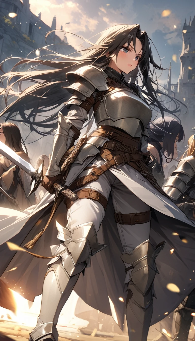 Ultra-high definition image quality、beautiful girl、Woman warrior、Female Swordsman、Light Armor、Silver boots、Long Hair、Knight's Hair Ornament、Black Hair、20-year-old、Be confident々face、Very short tight skirt、Sexy posture、wilderness、Highest quality,Big Ass、Big Breasts、Thighs、Grab the spear、Gorgeous embroidered lace panties、Joan of Arc style clothing、Wind King Barrier、Her hair is fluttering in the wind、The Sword of Promised Victory、god々Wearing a bright aura、Big Ass、Valkyrie the War Maiden、Crotch close-up、Angle from directly below、Squat with your legs apart