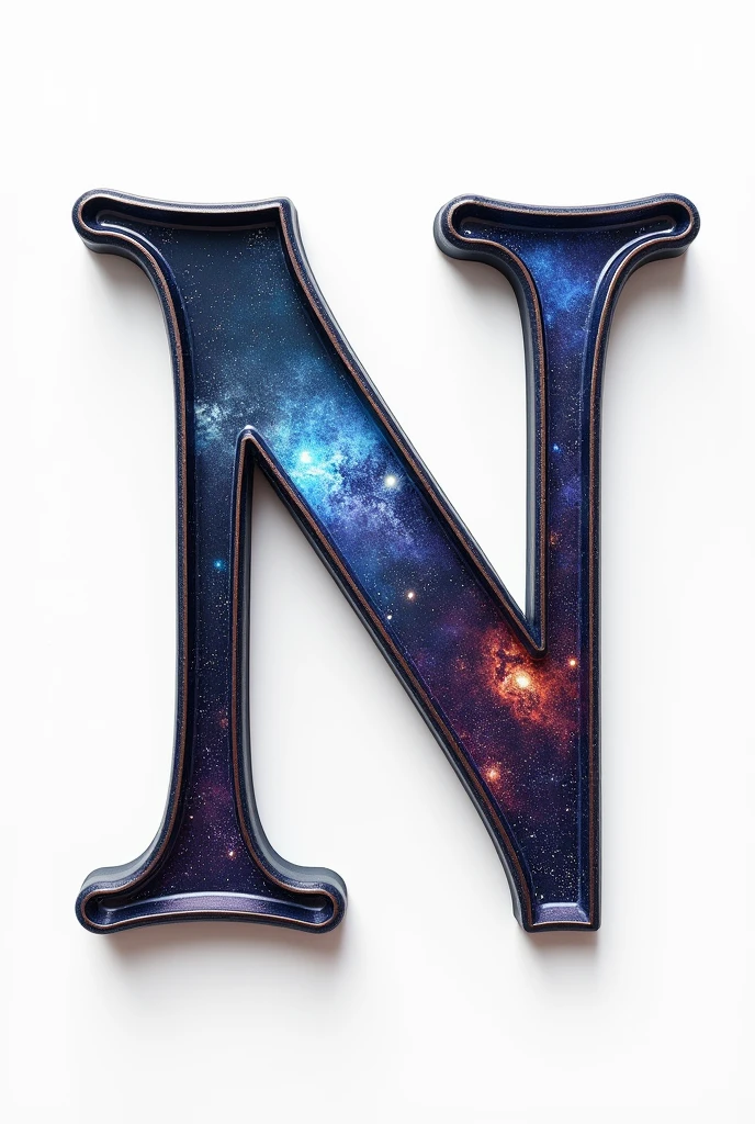 Beautiful letter N with universe texture on white background