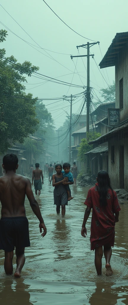 Imagine a realistic situation about floods and heavy rainfall in Agartala city and a note in bold #PrayforTripura