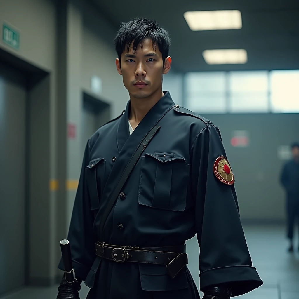 male,blue eyes, muscle,handsome black hair, Japanese Self-Defense Forces