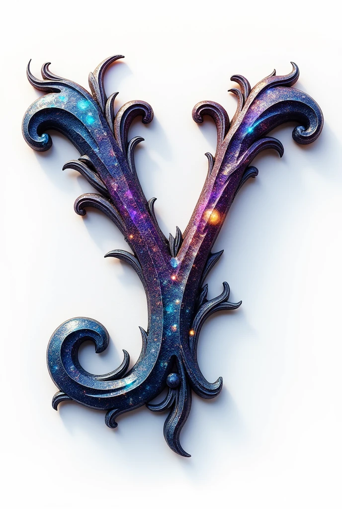 Beautiful letter y with universe texture on white background