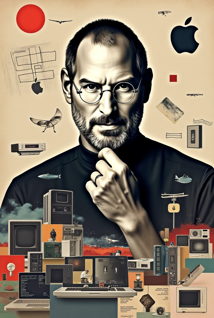 Collage about the life of Steve Jobs

