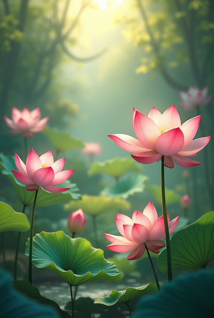 "A garden adorned with lotus blossoms is nature’s own poetry, each flower a verse of beauty written in the language of sunlight and perseverance."