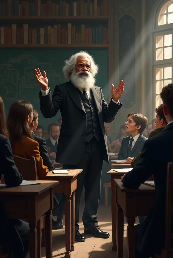 Karl Marx teaching classes 
