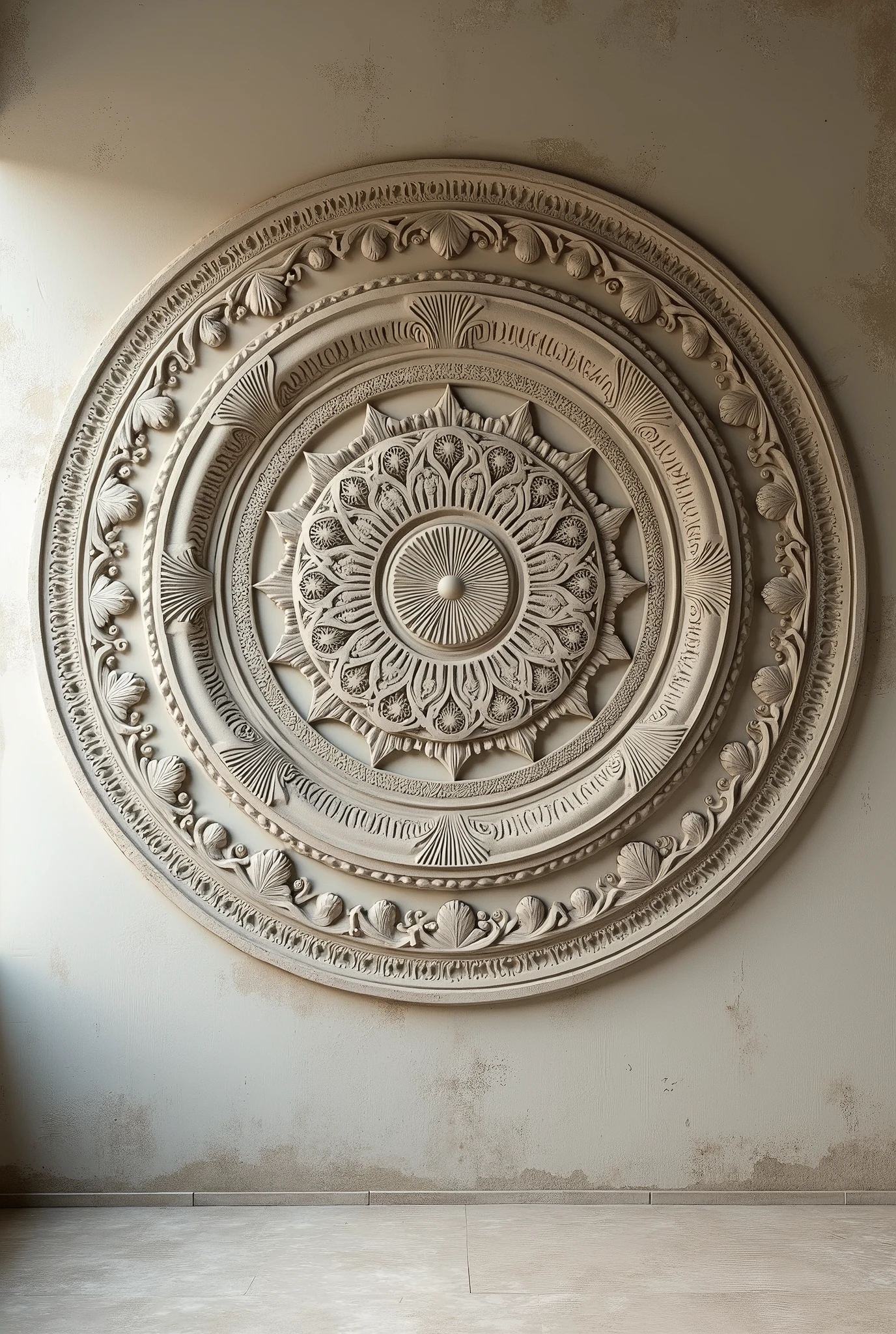 Wall Round Mandala, plaster, Antique style