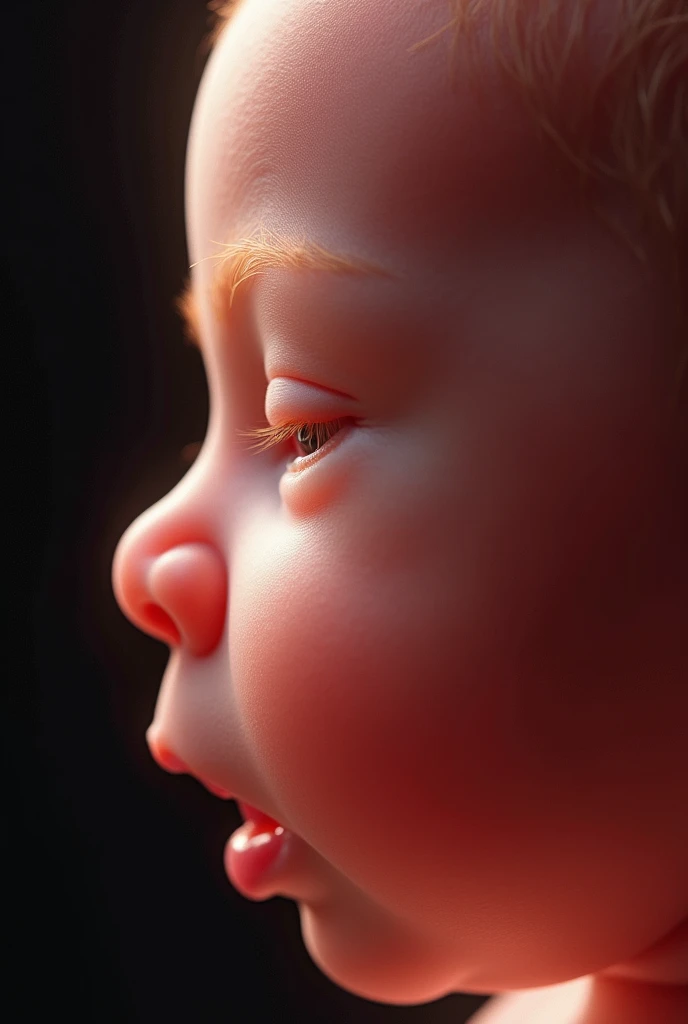 Implement a specialized Generative Adversarial Network (GAN) for super-resolution of images, tailored to work with the specifics of fetal ultrasound images. Set the output resolution to 8K (7680 × 4320 pixels) with high fidelity. 
Enhance this 4D ultrasound image of a fetus. Arafed image of a baby's face, fetus, high-resolution scan, Very chromatic aberration, extremely high-quality scan, Hyper-realistic simulation, high-quality scan, Bump mapping, High-quality 3D realism, simetry! human fetus, Realistic flesh texture, Heavy JPEG artifact blurred, Highly realistic bump mapping, high-resolution scan. A close-up image of a head with a fetus image, high-resolution scan, high-resolution scan, Escaneo 4K, Escaneo 4K, Escaneo HD, fetus, Cerrar - IP shot, Tapa de pantalla, Medical imaging, Highly coherent image, Detailed analysis, screen capture, extremely high-quality scan, 8K scan, 8K scan, Detailed screen capture. face in profile. eyes closed