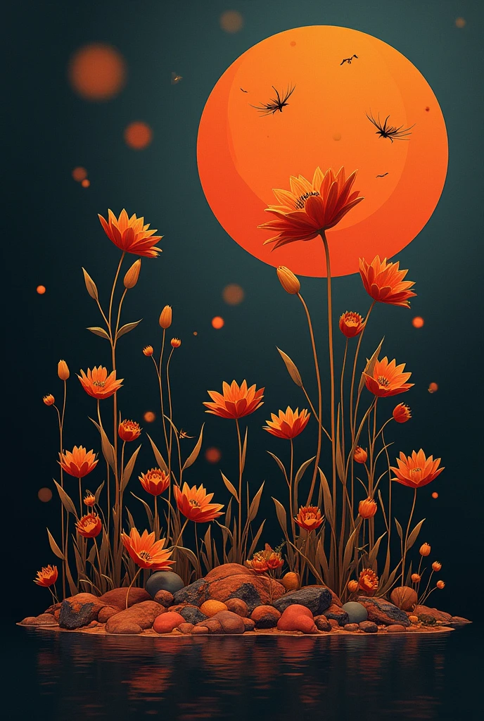 Generate a profile picture for a jazz fusion band called "Below the Heat" I want it to have warm colors, dark and accents with cool colors, wood, vainilla, flowers and warmth, I want the images to be minimalist, simple but at the same time very flavorful without very flashy letters