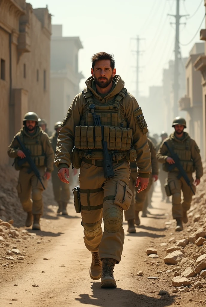 Messi as a army in road