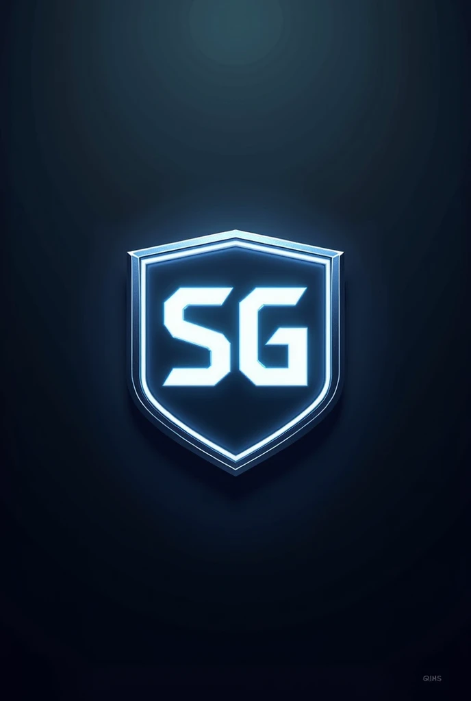 Create a gaming logo 'SG' with white neon , Straight and small letters , Metalic , cool square small shield