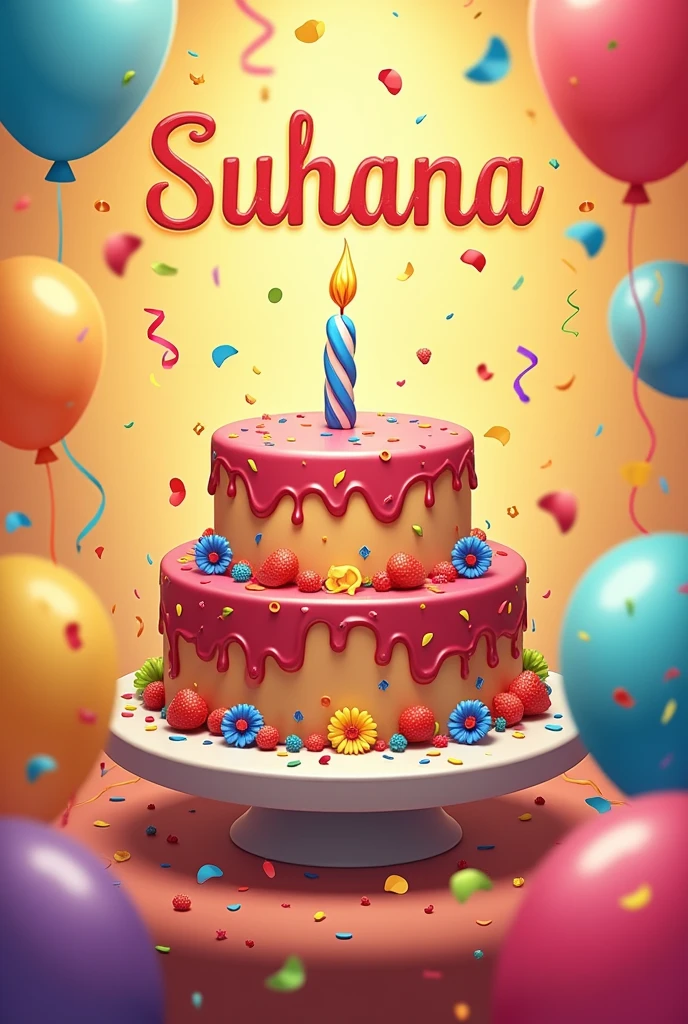 Happy Birthday poster writing a name suhana
