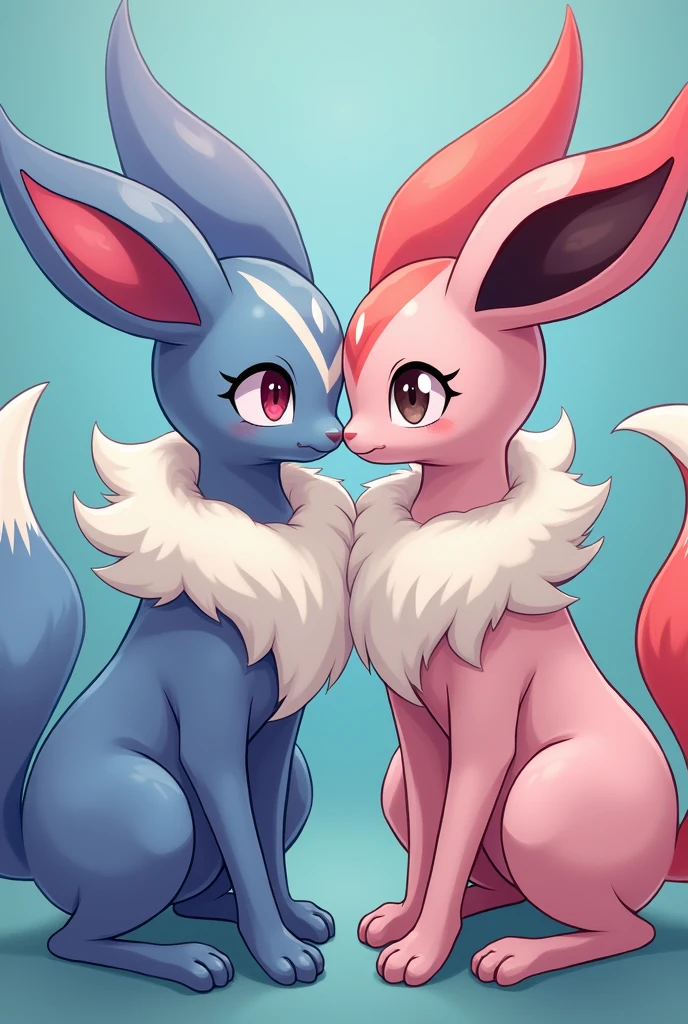 Sylveon Pokémon having sex with a clone identical of herself