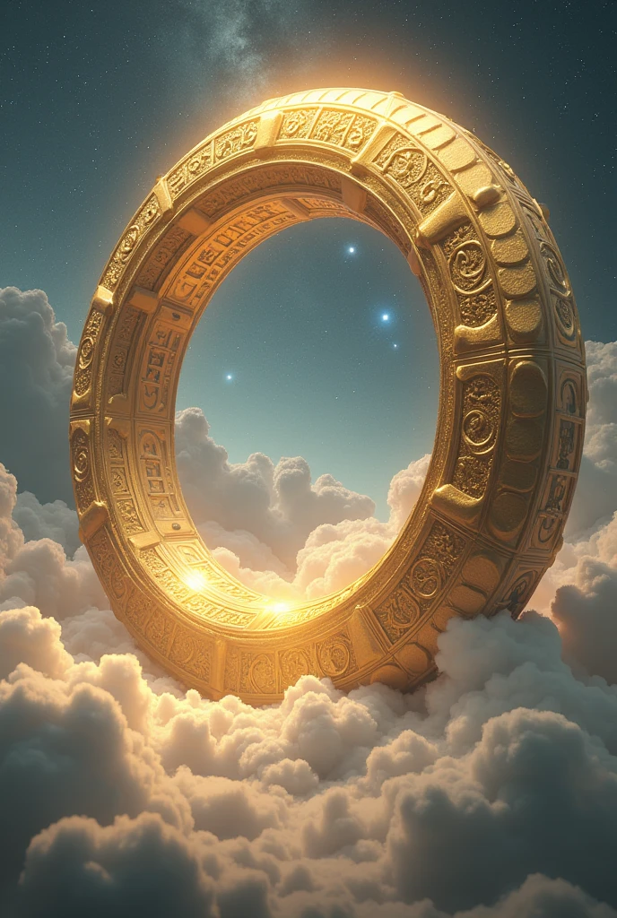 Zodiac big golden ring  clouds fantasy