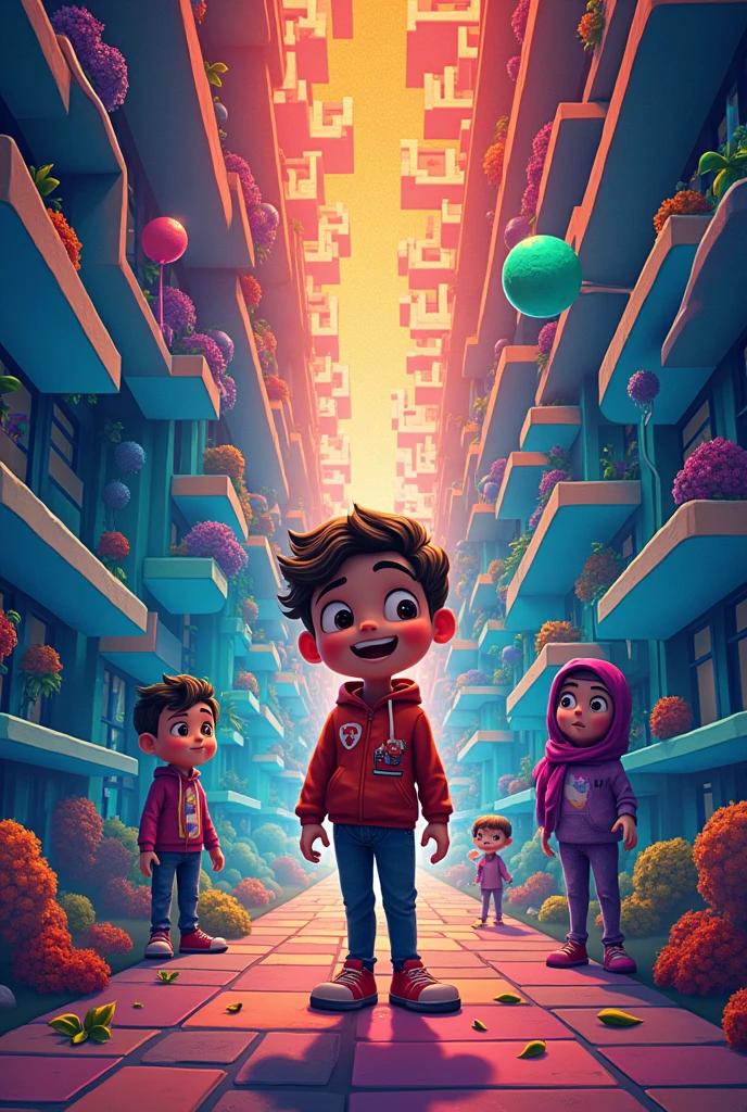 1.: Student's Mind Background: A colorful and vibrant maze, Expressing the student's mind.character: Riley (With a passionate expression), Hard (with a firm and Hard appearance), liquid (With a fluid appearance), hollow (In a dreamy atmosphere).conversation: Riley dice, “Today we will explore physical and chemical changes.!”