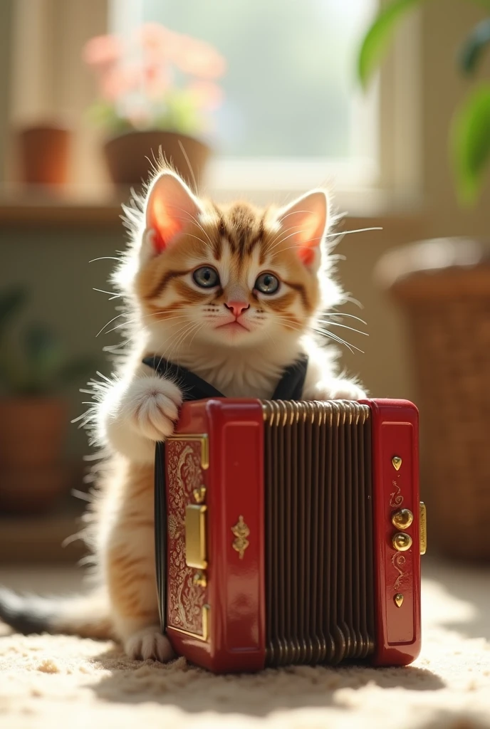 Video of kitten playing the accordion
