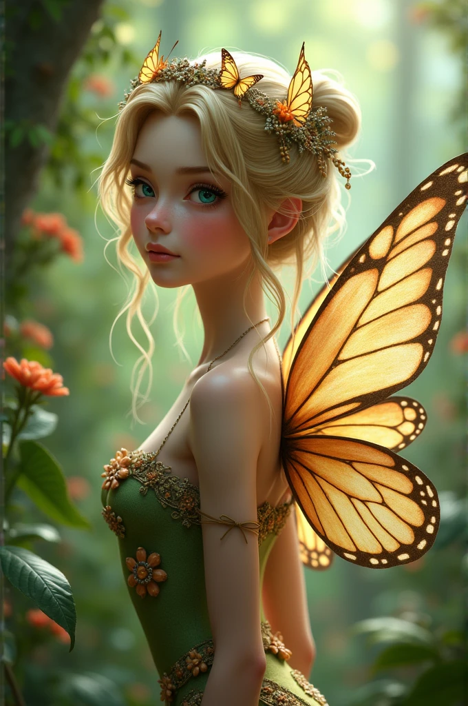 1girl ,fairy, butterfly wings, beautiful clothes,(high resolution, high detail, best quality), medium breasts