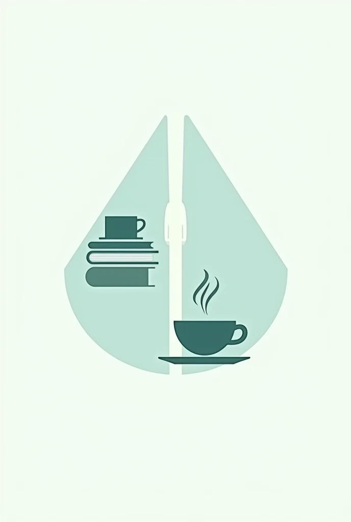 create a logo teal color palette, for a coffee & restaurant; Simulating a balance between both. which is content of the base triangles, books and coffee aside, and the other a fork with a knife. 