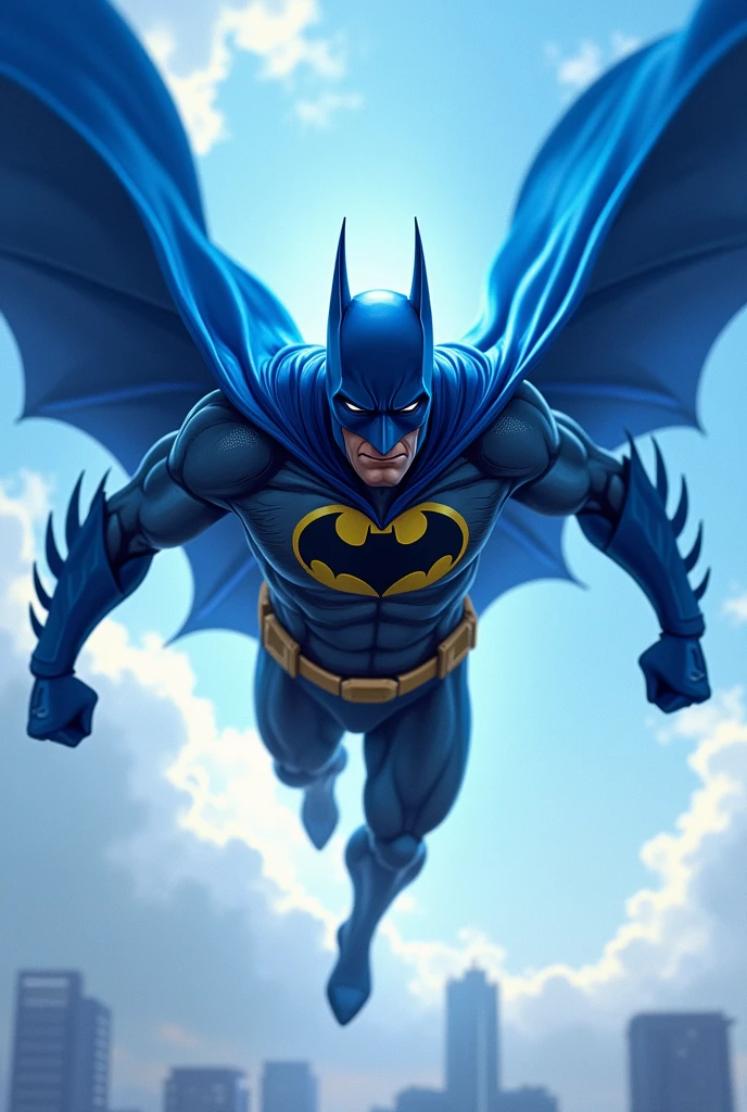 Blue batman flying