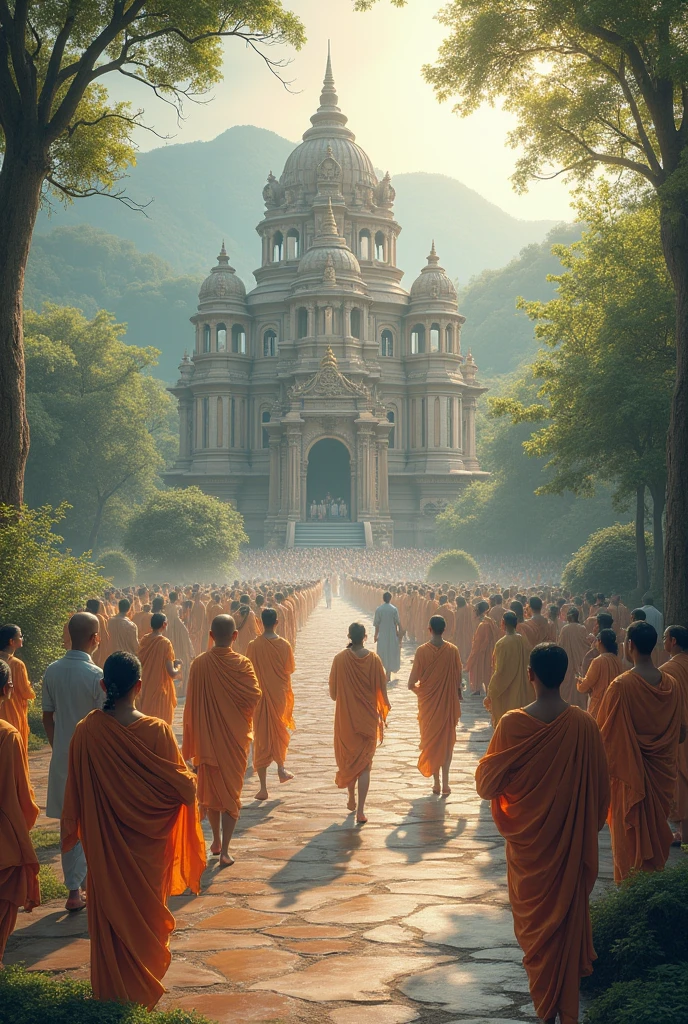 Opening scenes: Peaceful images of Hindu temples, natural scenes and traditional Hindu rituals.