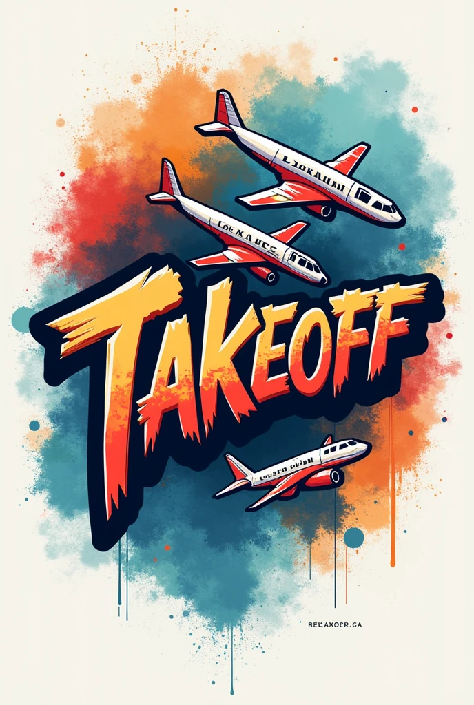 Design only not in clothing with the name Takeoff with the cool small graffiti design of the name in front with and back with the design of name of clothing and small lettering in back that saying safe flight since 2024 in capslock picture of front and back picture of front and back all cool designs for teenagers all small designs not in shirts and not in jacket designs only
