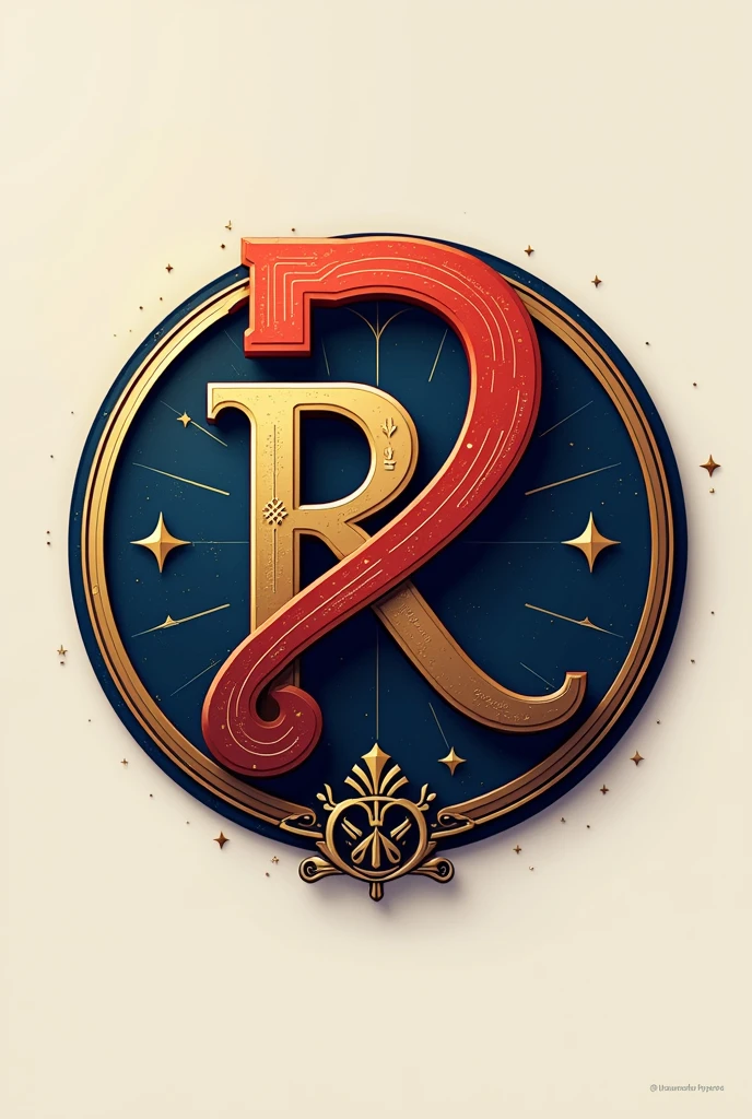 Creation of a logo that unites the capital letter R and the number two with a banking theme in red colors, Gold and Blue 
