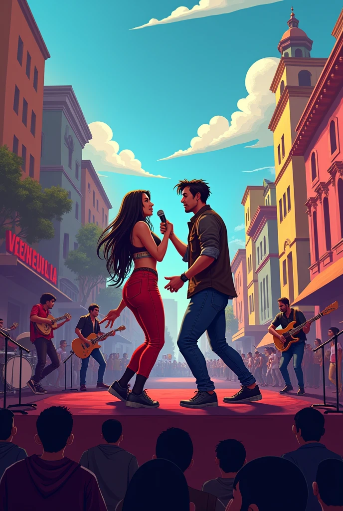 Rock band male and female singer, venezuela