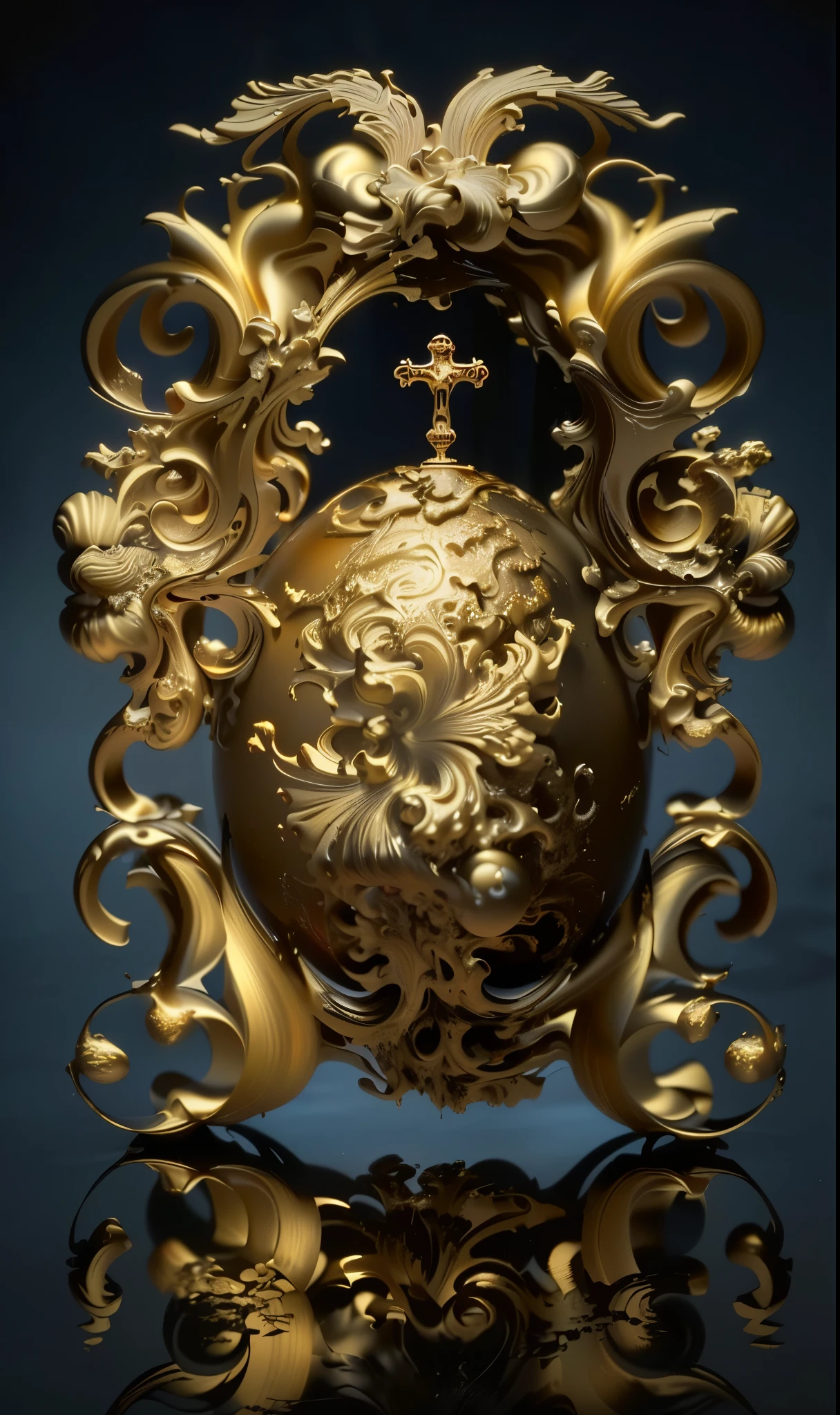 There is a very large red object in the middle of a dark background, 3 d Fluid simulation render, chaotic swirling ferrofluids, rendered in houdini, houdini Fluid simulation, Epic 3D Abstract Model, Fluid simulation in houdini, Fluid simulation, rendered in maya and houdini, rendered, black Fluid simulation, intricate artwork. Octane render