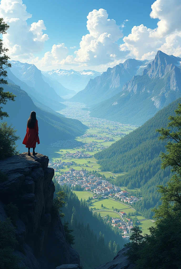 From the top of a mountain at a depression angle of 32° a town can be seen 600m away