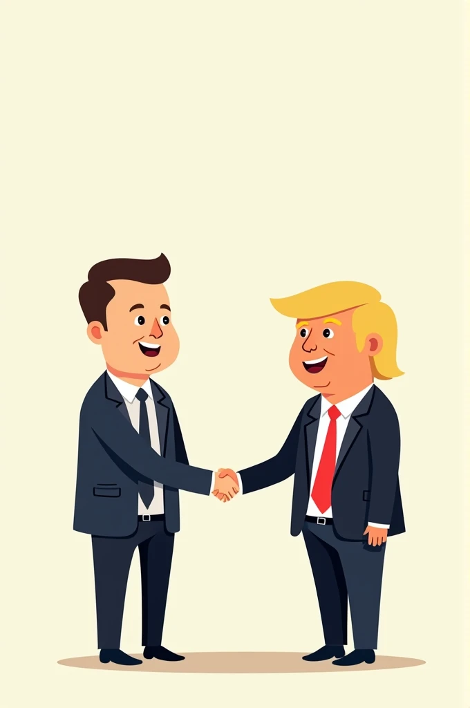 Elon musk and Trump happy minimalist cartoon