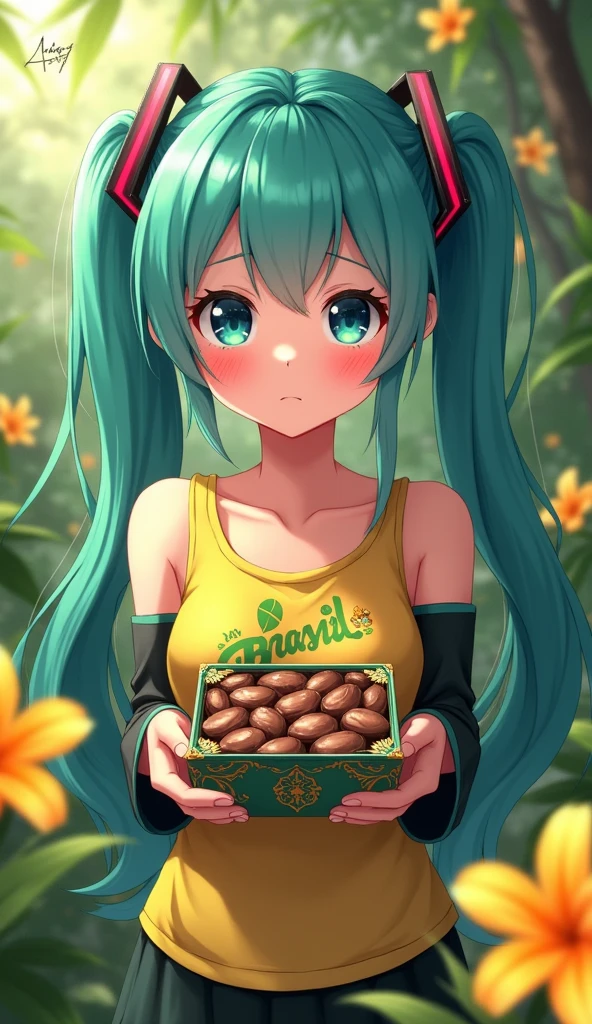 Hatsune Miku shyly hands over chocolate(Brazil)