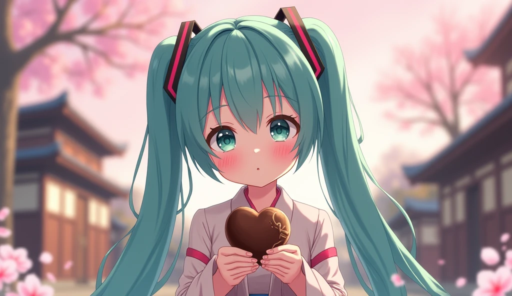 Hatsune Miku shyly hands over chocolate(Japan)