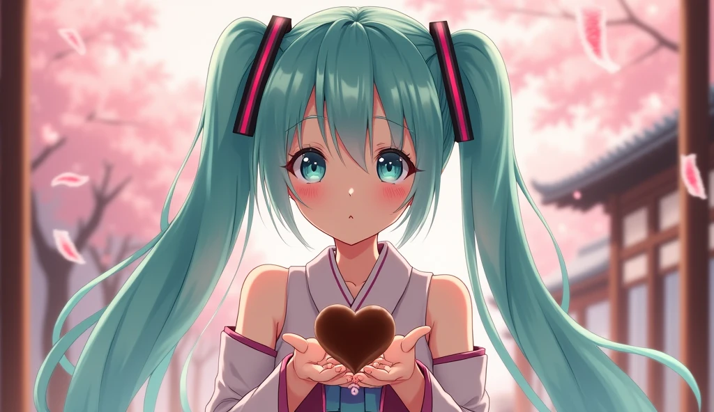 Hatsune Miku shyly hands over chocolate(Japan)