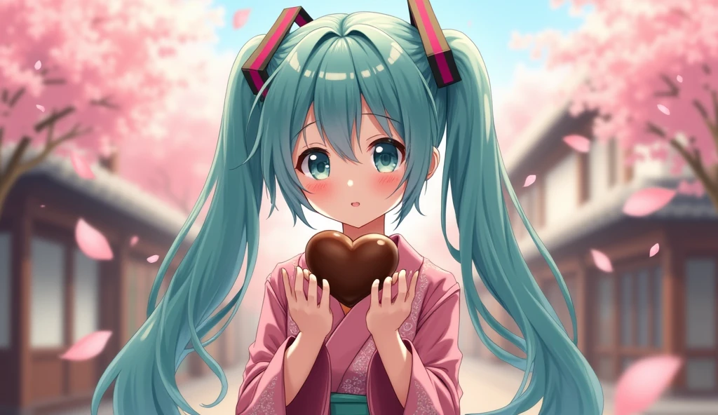 Hatsune Miku shyly hands over chocolate(Japan)