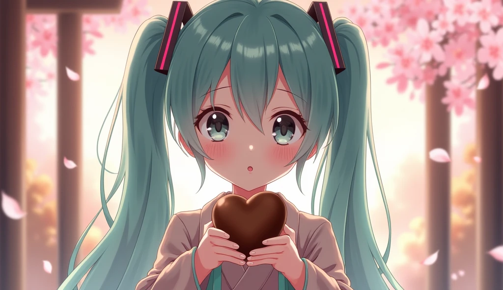 Hatsune Miku shyly hands over chocolate(Japan)