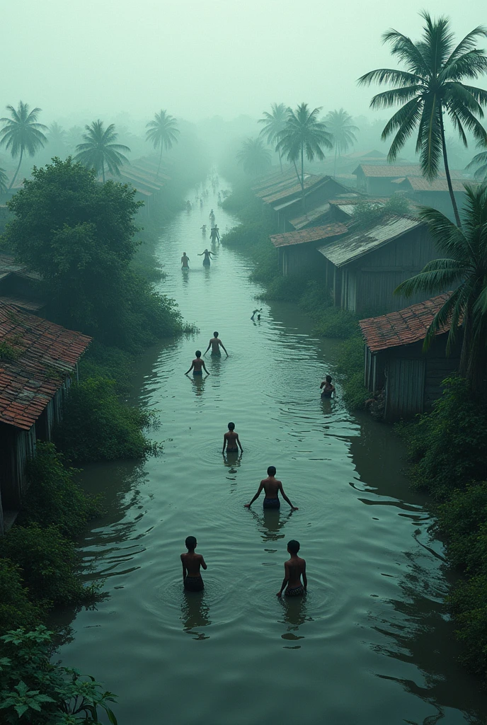 12 feet flood has flooded the villages of Bangladesh, people, cows, houses are all under water