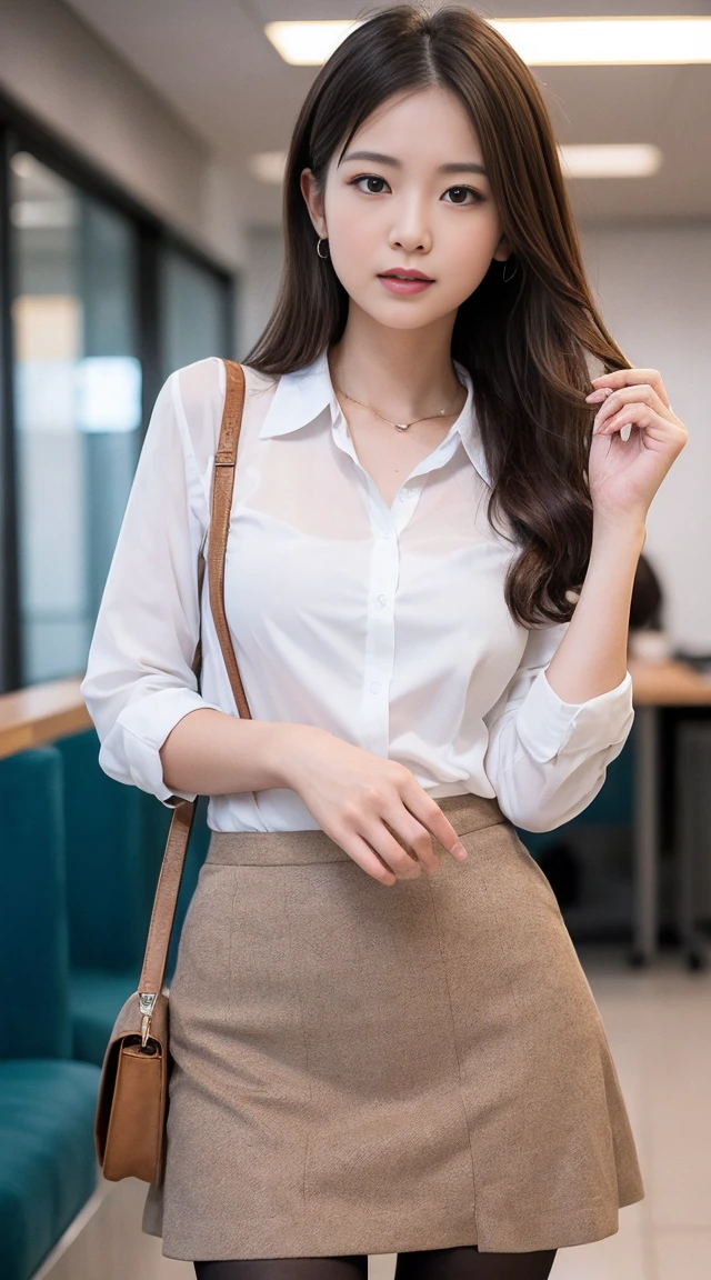 (Happy expression:1.26)、RAW Photos、(((The ultimate beauty full-body photo)))、((Glowing Skin))、1 person、Beautiful 28 year old woman from Prague、Angry expression、((Brown Hair))、Shirt on、skirt、(pantyhose)、(Upskirt)、Contrapuntal Shot、((Very detailedな))、(Perfectly detailed face)、(Beautiful Hands)、Photorealistic images、最high quality、Very detailedな、Film Light、Intricate details、High resolution、Very detailed))、Detailed Background、8 times、Digital single-lens reflex camera、Soft Light、high quality、Film Grain、Fujifilm XT3 、Shallow depth of field、natural Soft Light、Kamimei、The background is the office lunch オフィスでlunch lunch 大勢でlunch Angry woman