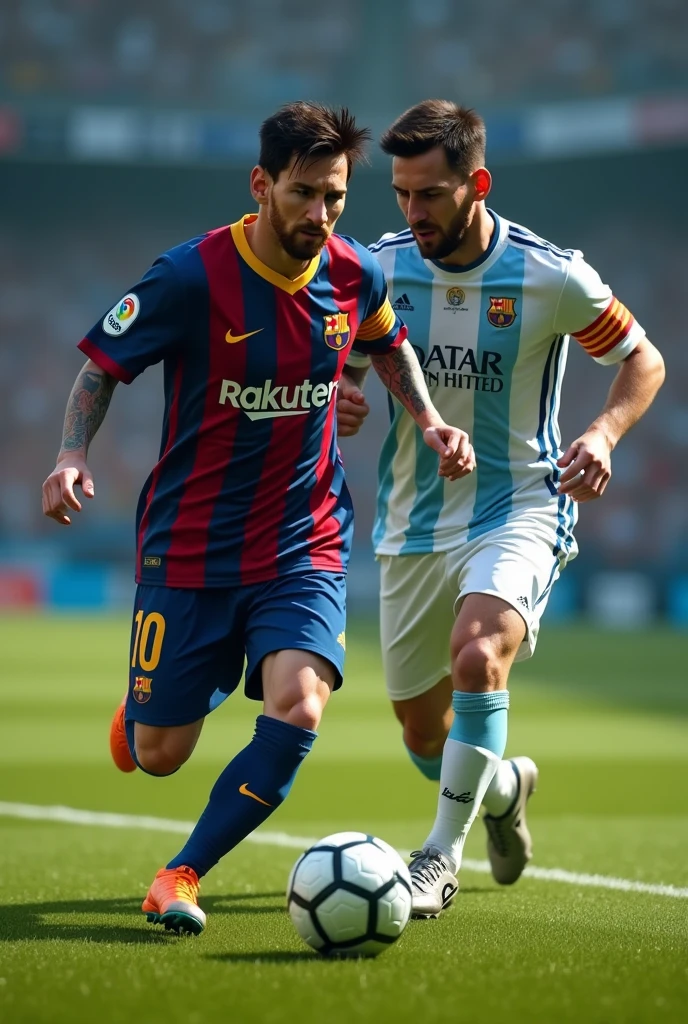 Messi dribbling against messi