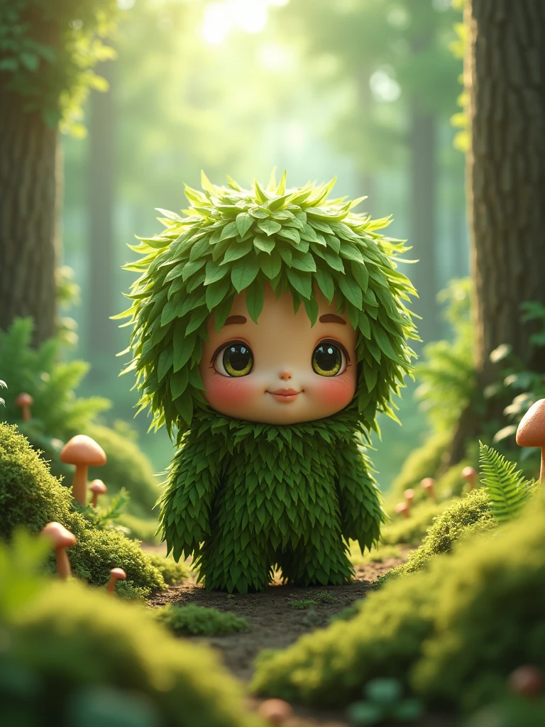 a kawaii matcha character in a ghillie suit