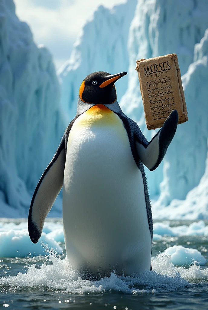 The biblical figure of Moses as a penguin