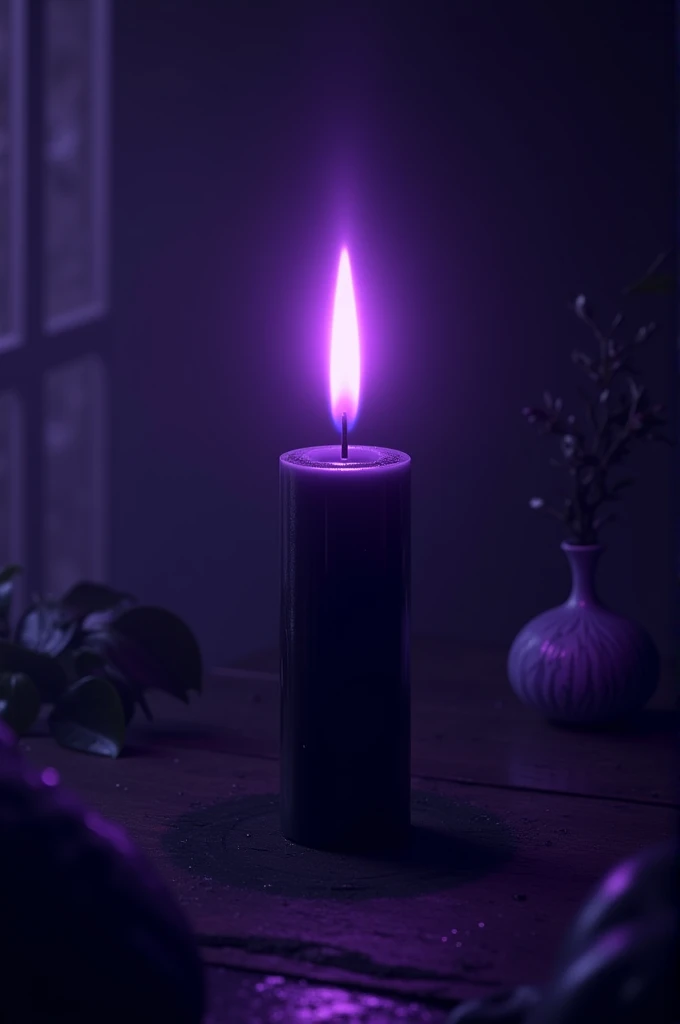 A candle with a flame that provides black light