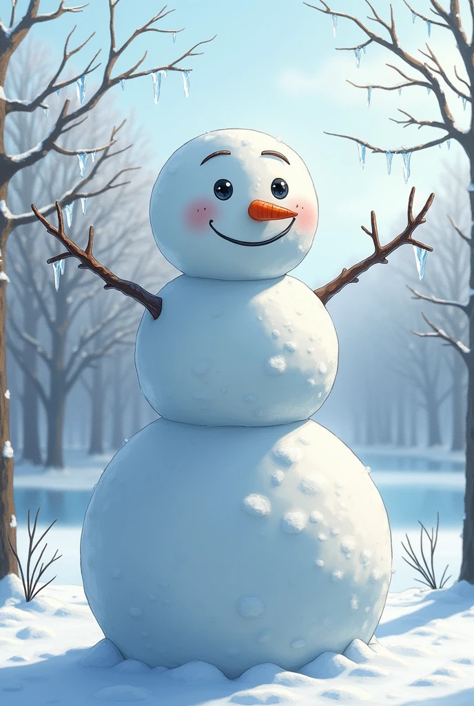 A realistic illustration of Snowman Meguro Ren when he turns 50、